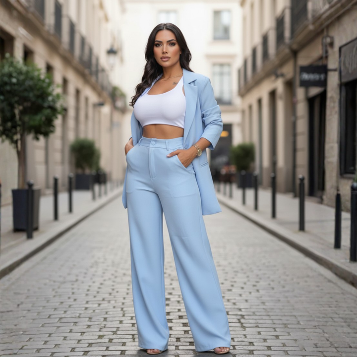 Tailleur Completo Donna Pantaloni e Blazer in Materiale di Qualità