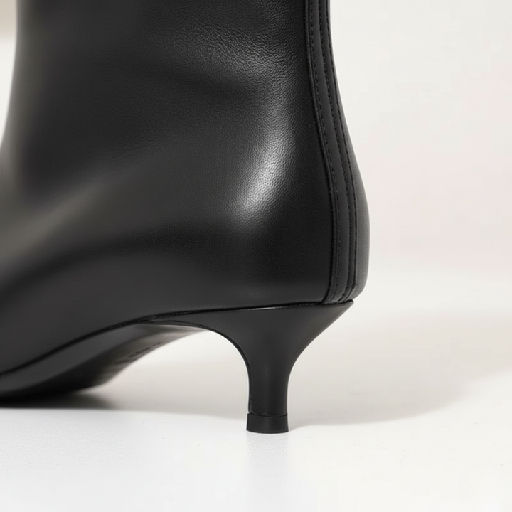 Stivaletti Donna Pelle Ecologica Neri Tacco Basso