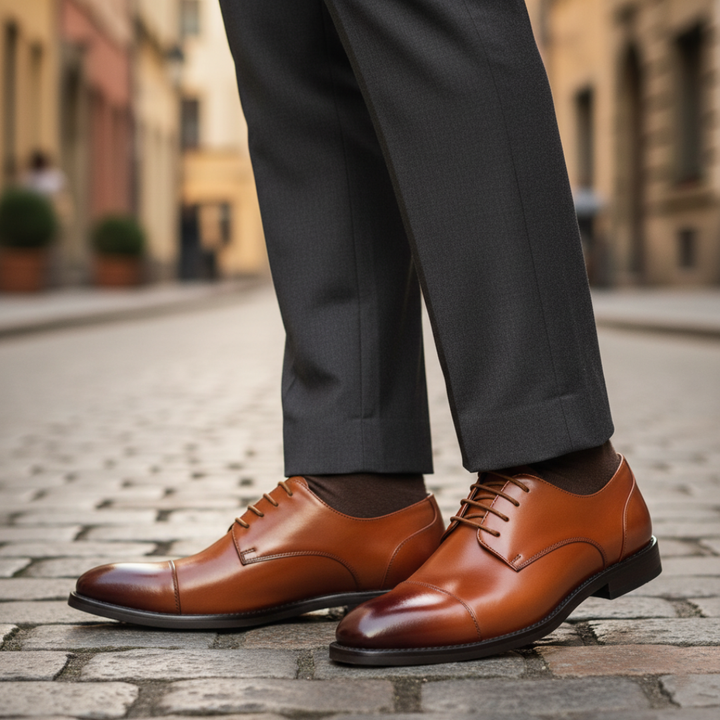 Scarpe Uomo Eleganti Derby Cap-Toe