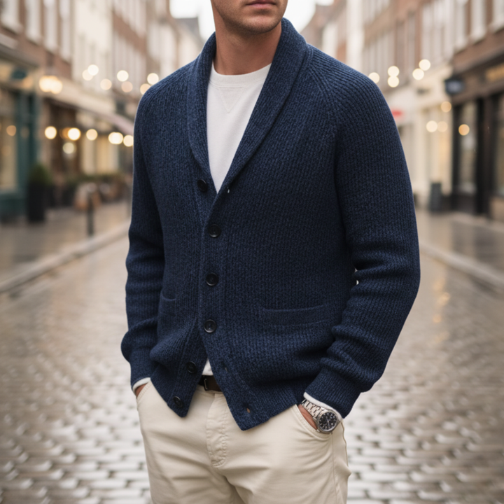 Cardigan Uomo Maglia Spessa Collo Scialle Invernale