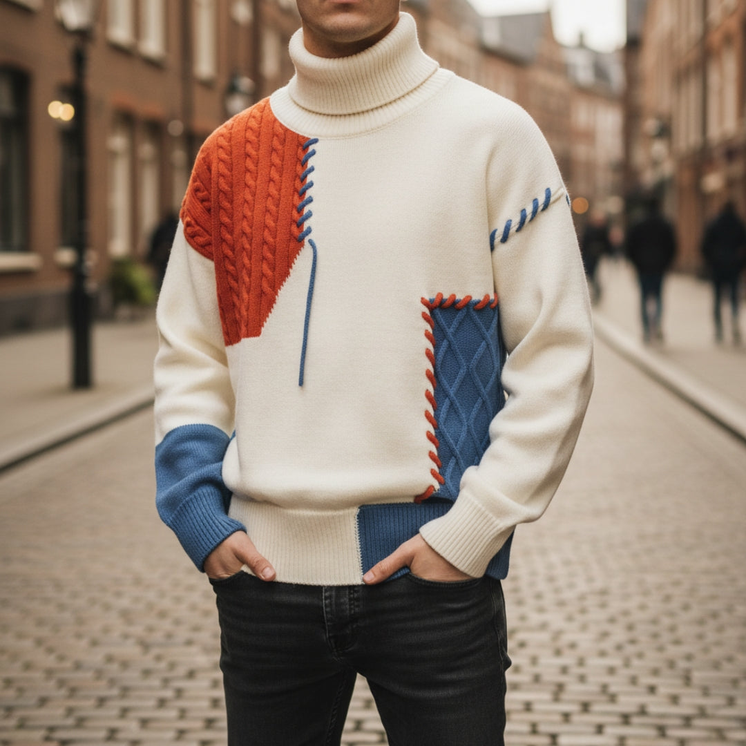 Camicia di lana uomo patchwork