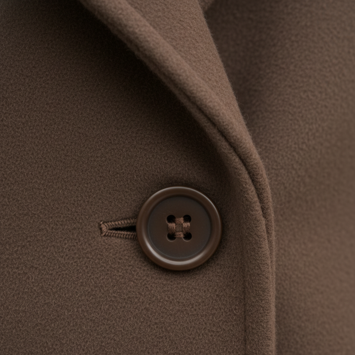 Cappotto Lungo da Donna Marrone con Doppiopetto e Mantella