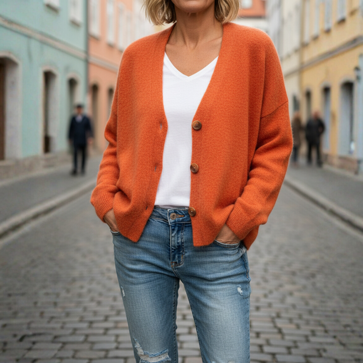 Cardigan Donna con Bottoni Oversize Casual