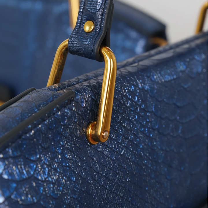 Women's Bag in Blue Synthetic Leather with Handles