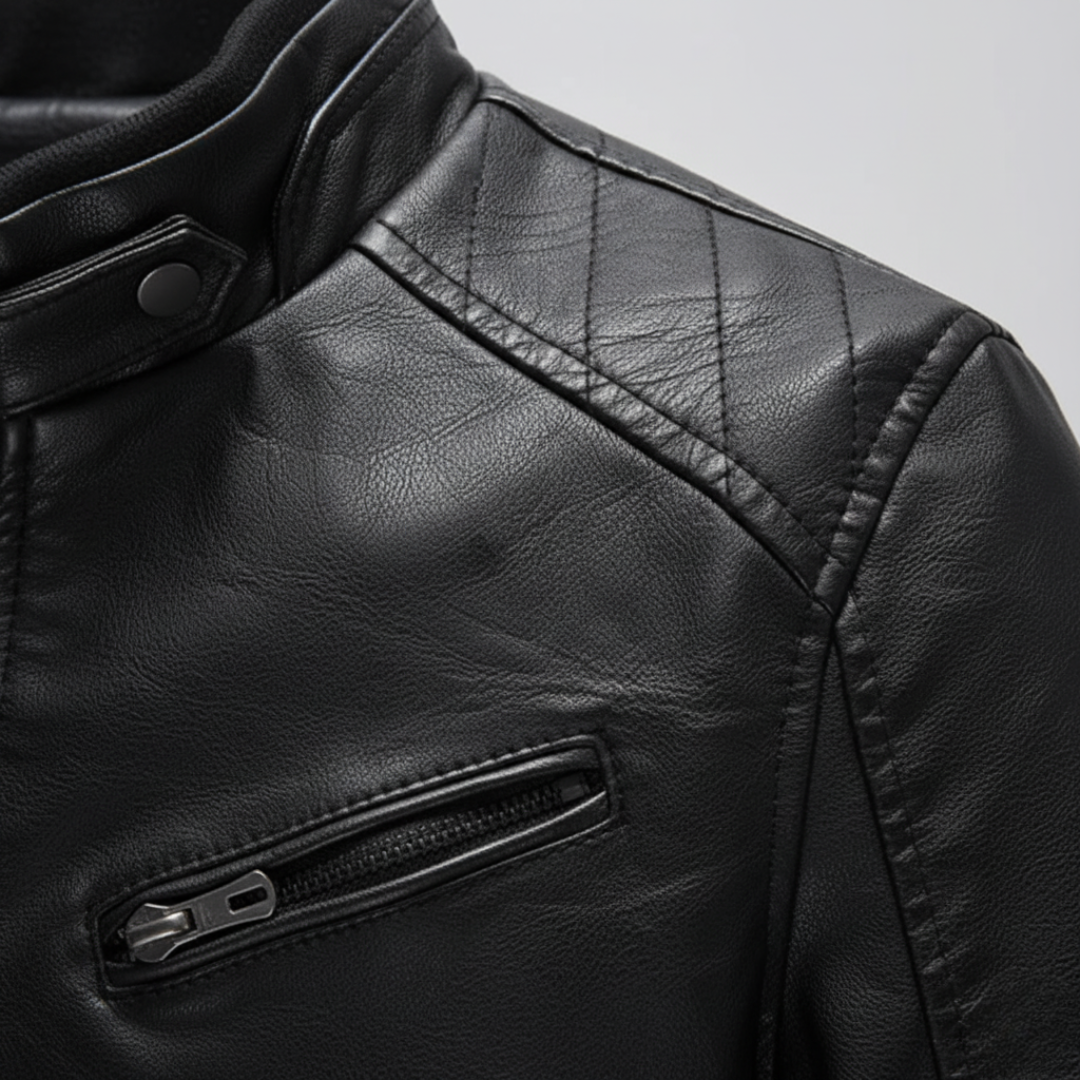 Giacca Uomo in Ecopelle Stile Biker Moto