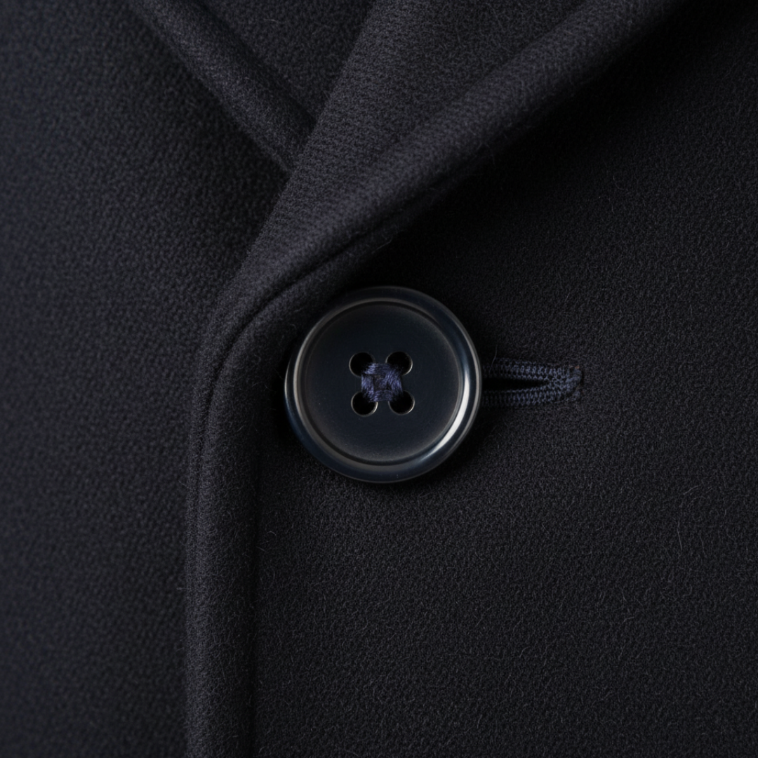 Cappotto Uomo Blu Scuro in Misto Lana Doppiopetto Invernale