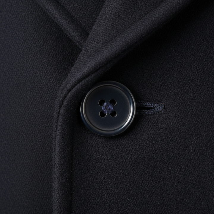 Cappotto Uomo Blu Scuro in Misto Lana Doppiopetto Invernale