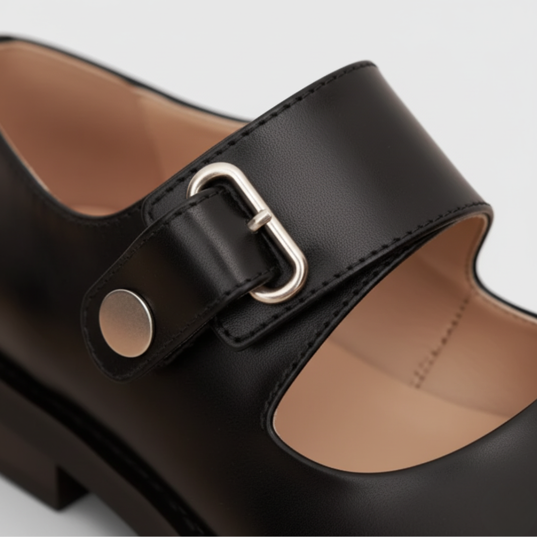 Scarpe Donna Mary Jane Ecopelle Nera Platform