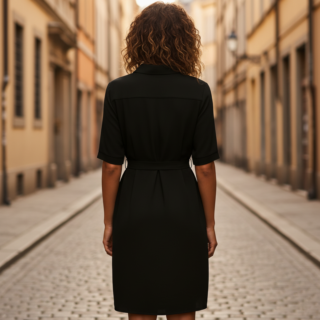 Vestito Donna Chemisier Materiale di Alta Qualità Maniche Tre Quarti