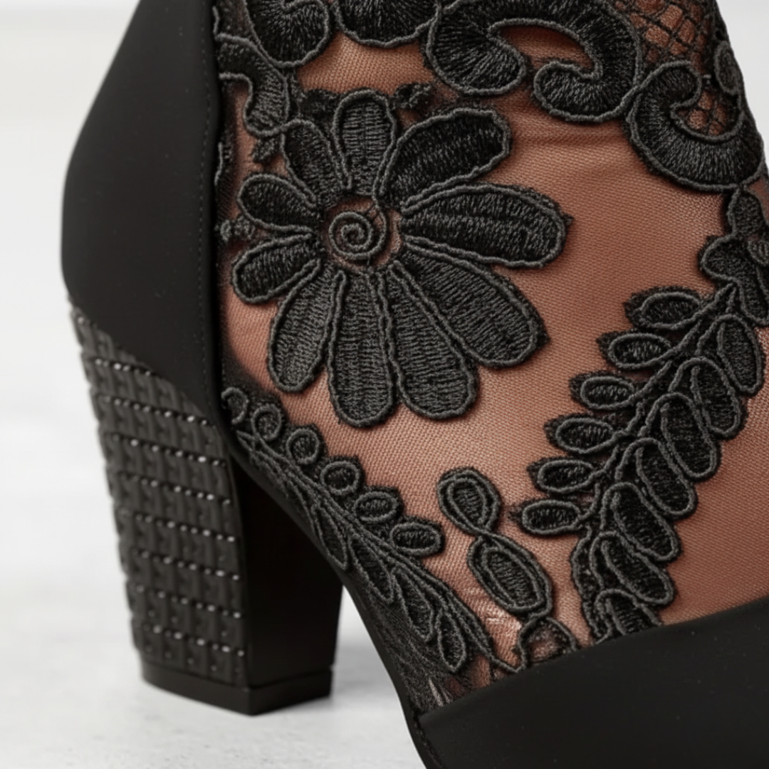 Stivaletti con Tacco Alto da Donna con Dettagli in Pizzo