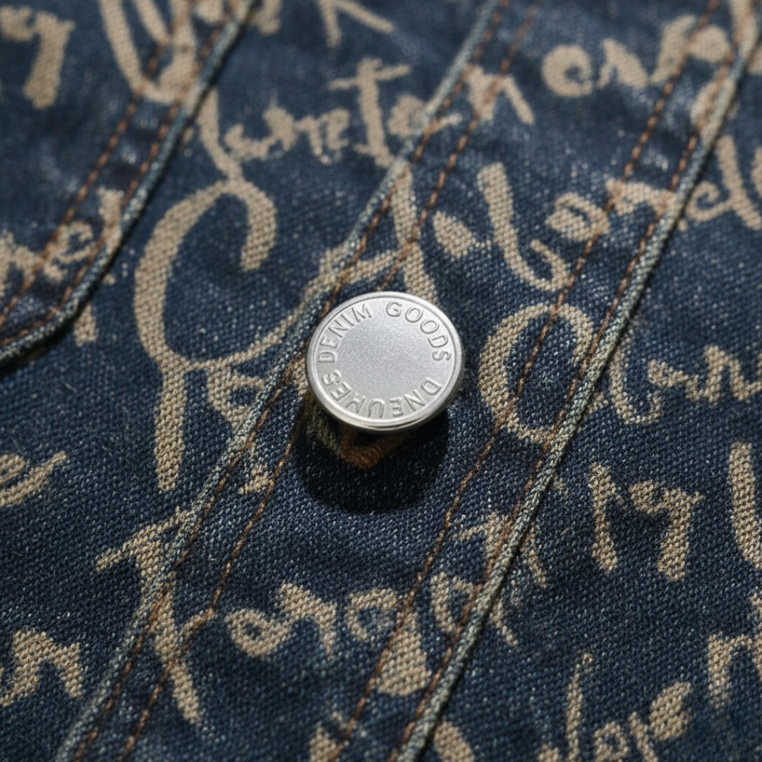 Giacca Uomo Scritta Denim