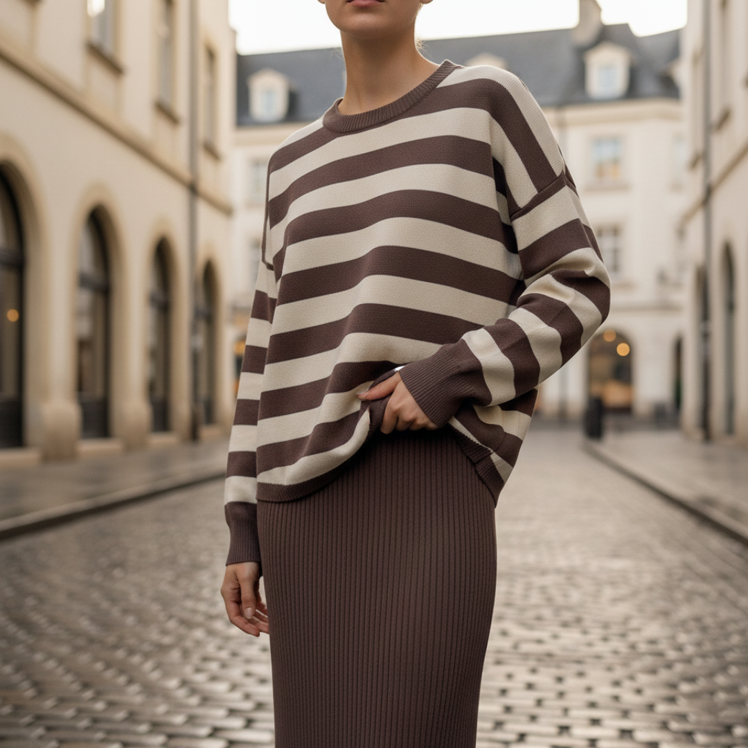 Maglione Donna Righe Oversize con Gonna