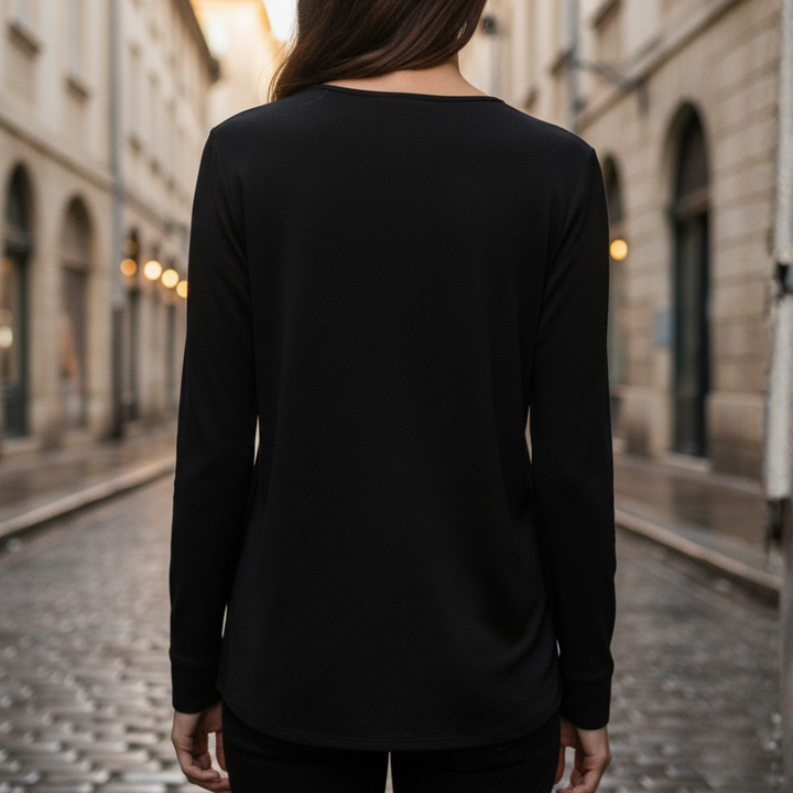 Top Donna Maniche Lunghe Tessuto