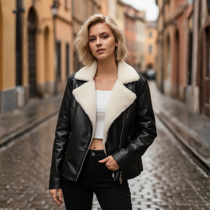 Giacca Donna in Materiale di Alta Qualità con Collo in Pelliccia Sintetica