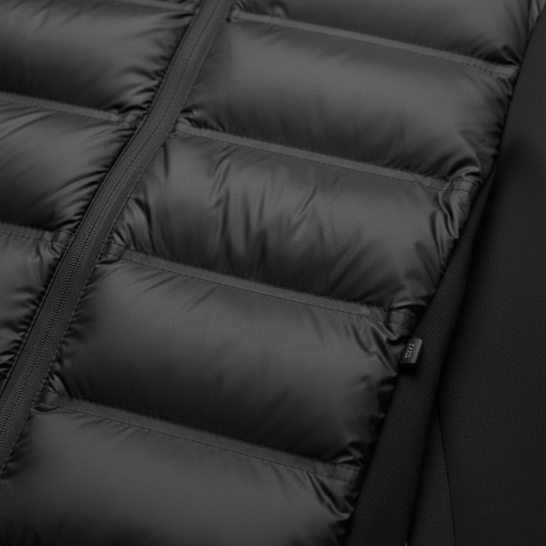 Giacca Piumino Donna Nero con Cappuccio Materiale Impermeabile