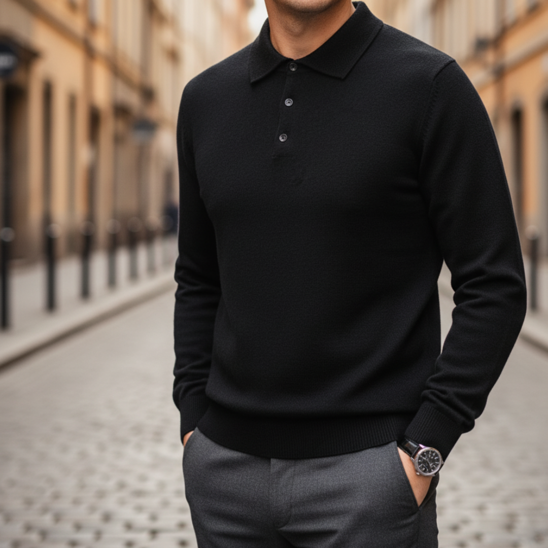 Maglia Polo Uomo a Maniche Lunghe in Materiale di Alta Qualità