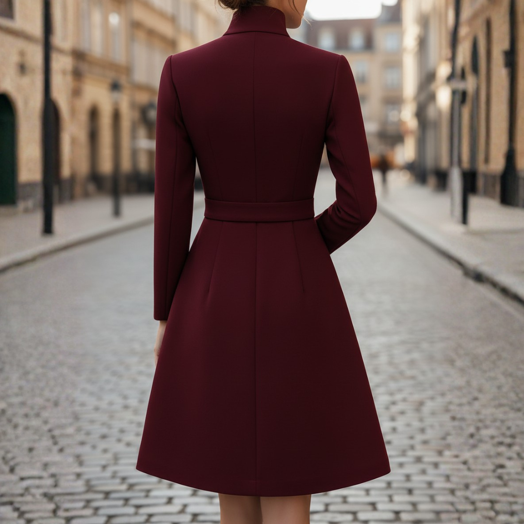 Cappotto Donna con Collo Alto e Cintura