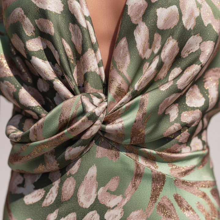 Abito Donna Verde Fantasia Maculata