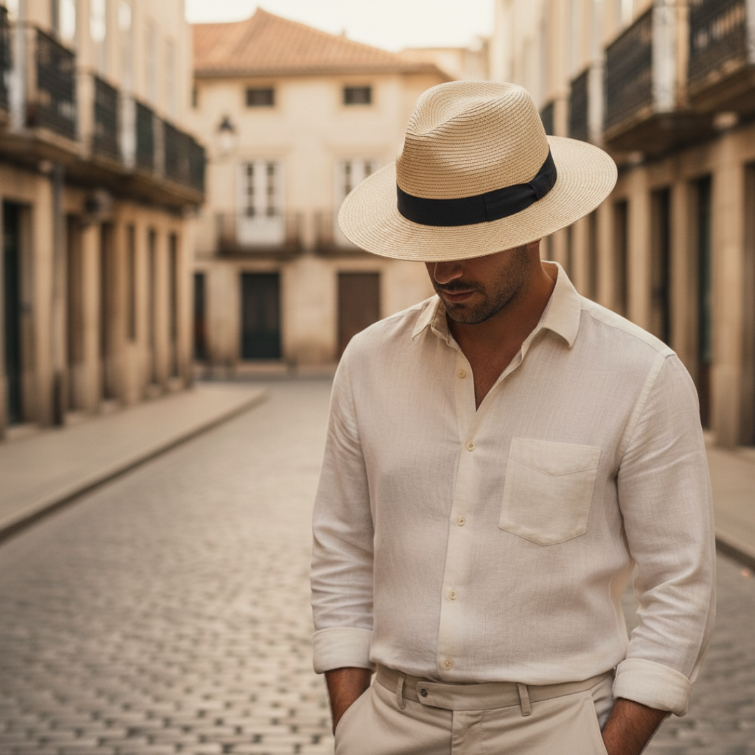 Fedora Hat Men Straw Medium Brim Summer