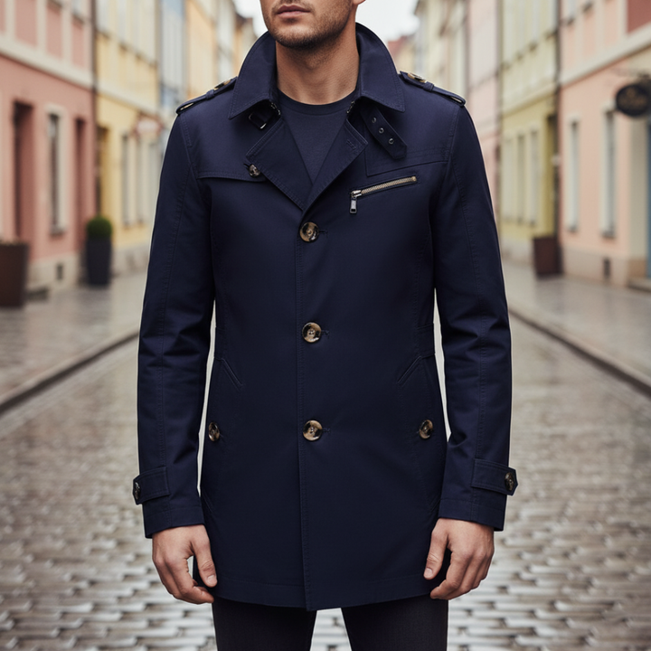 Trench Uomo con Bottoni Impermeabile