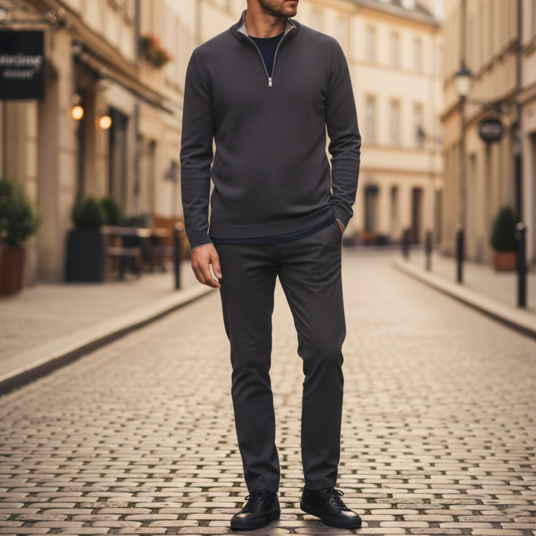 Giacca Uomo in Materiale Durevole con Cerniera e Collo Alto