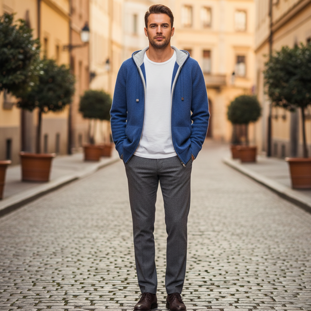 Pullover Uomo Girocollo Trama Melange