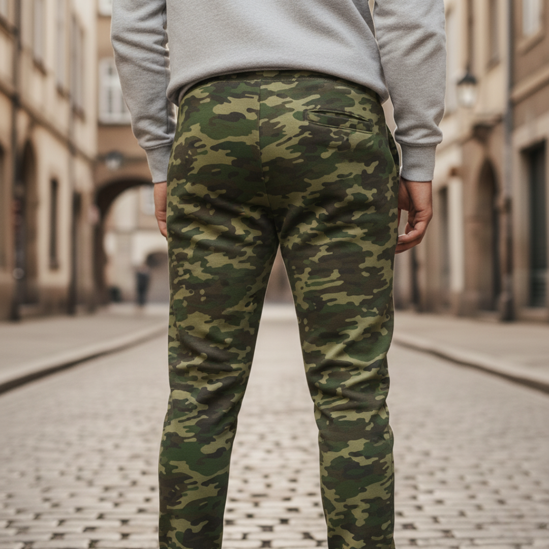 Pantaloni Uomo Camo Verde Sportivi