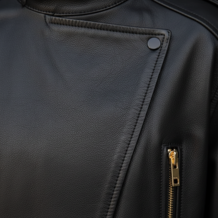 Giacca Bomber in Materiale di Alta Qualità da Donna con Cerniera Asimmetrica e Collo Alto