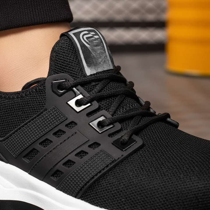 Scarpe Uomo Sneakers Mesh con Suola Bianca e Nera