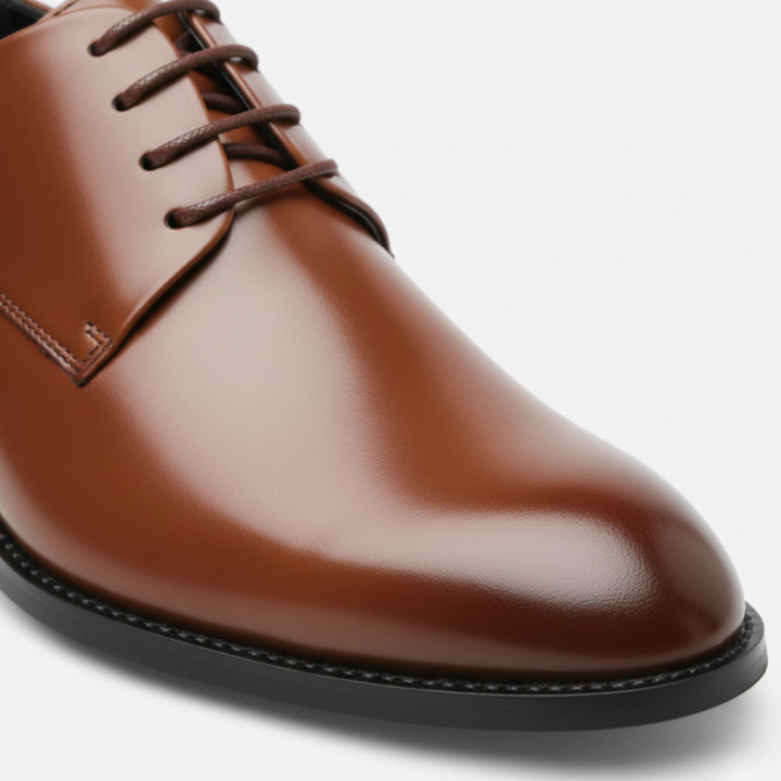 Scarpe derby uomo in pelle sintetica nera e marrone