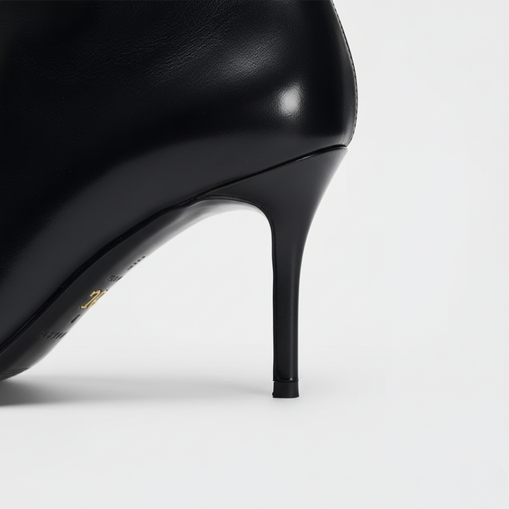 Stivaletti Donna in Pelle Nera con Tacco