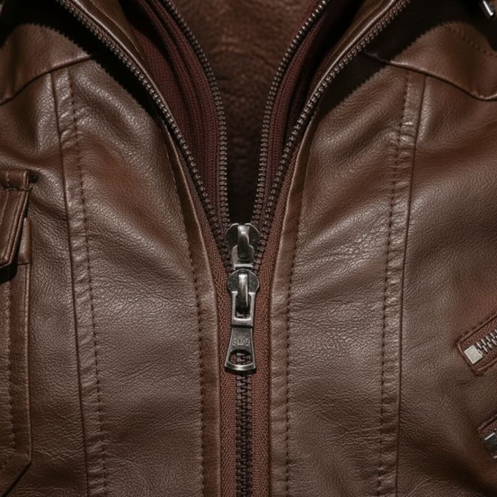 Giacca da Uomo in Pelle Sintetica con Cappuccio