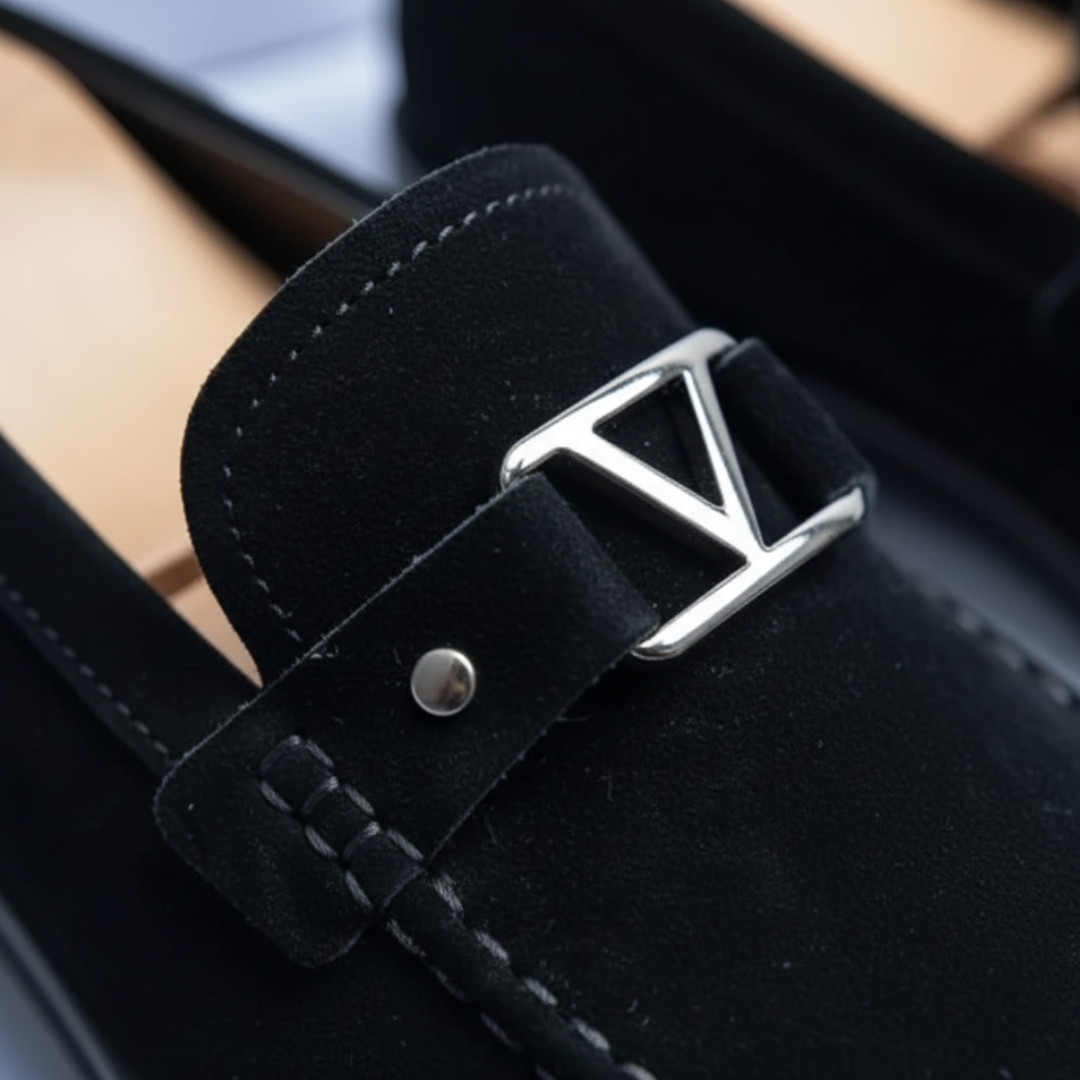 Scarpe Uomo Mocassini con Fibbia Metallica