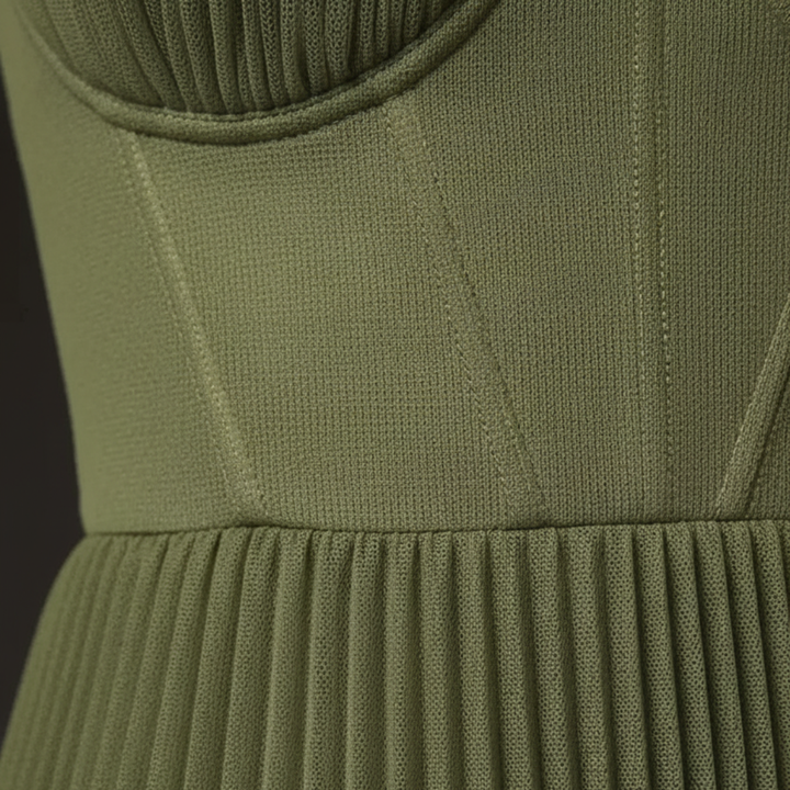 Abito Lungo Donna Pieghe Verde