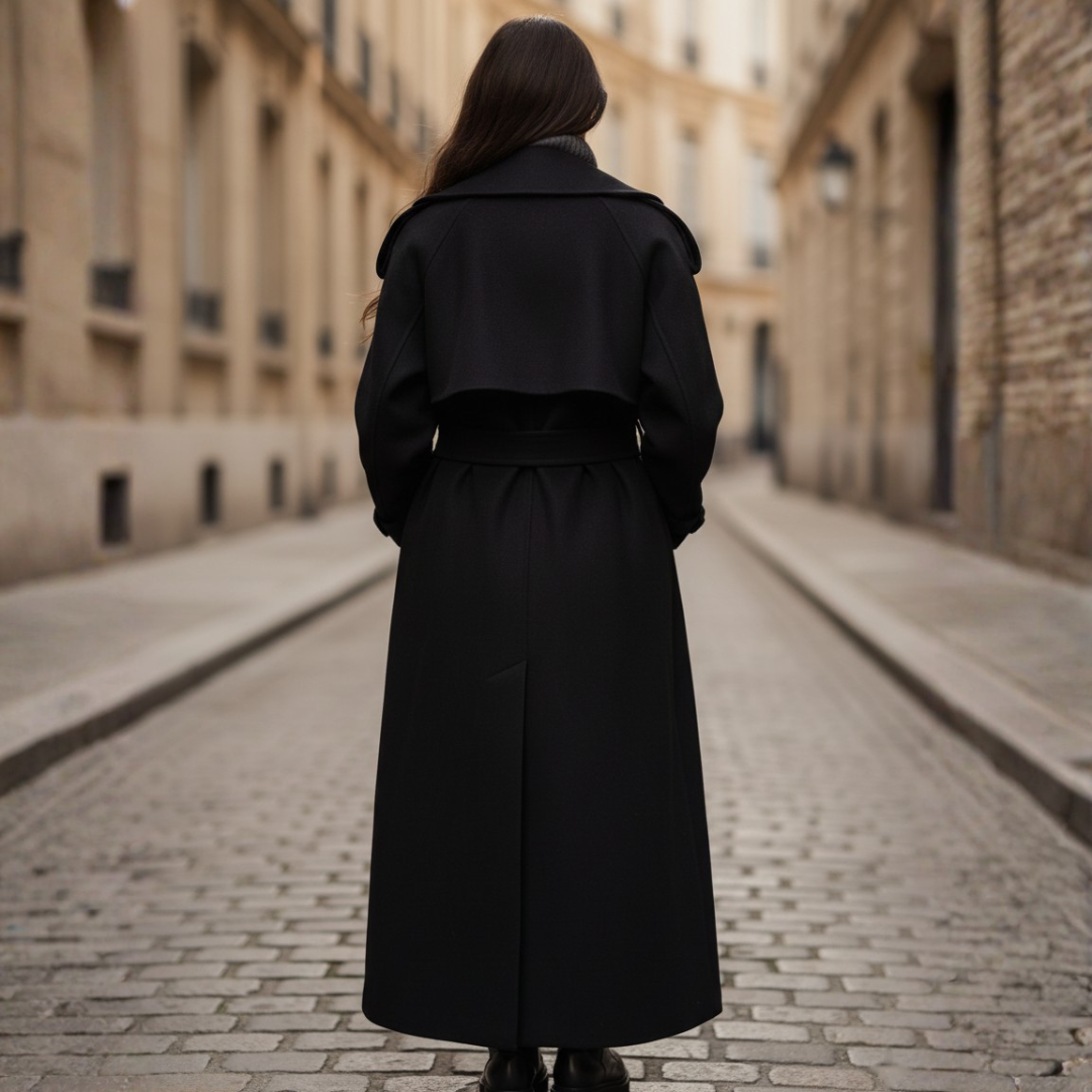 Cappotto Lungo da Donna in Materiale di Alta Qualità Doppiopetto Oversize