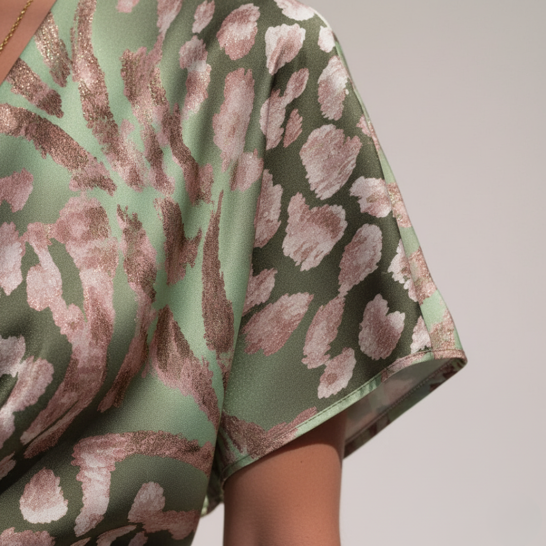 Abito Donna Verde Fantasia Maculata