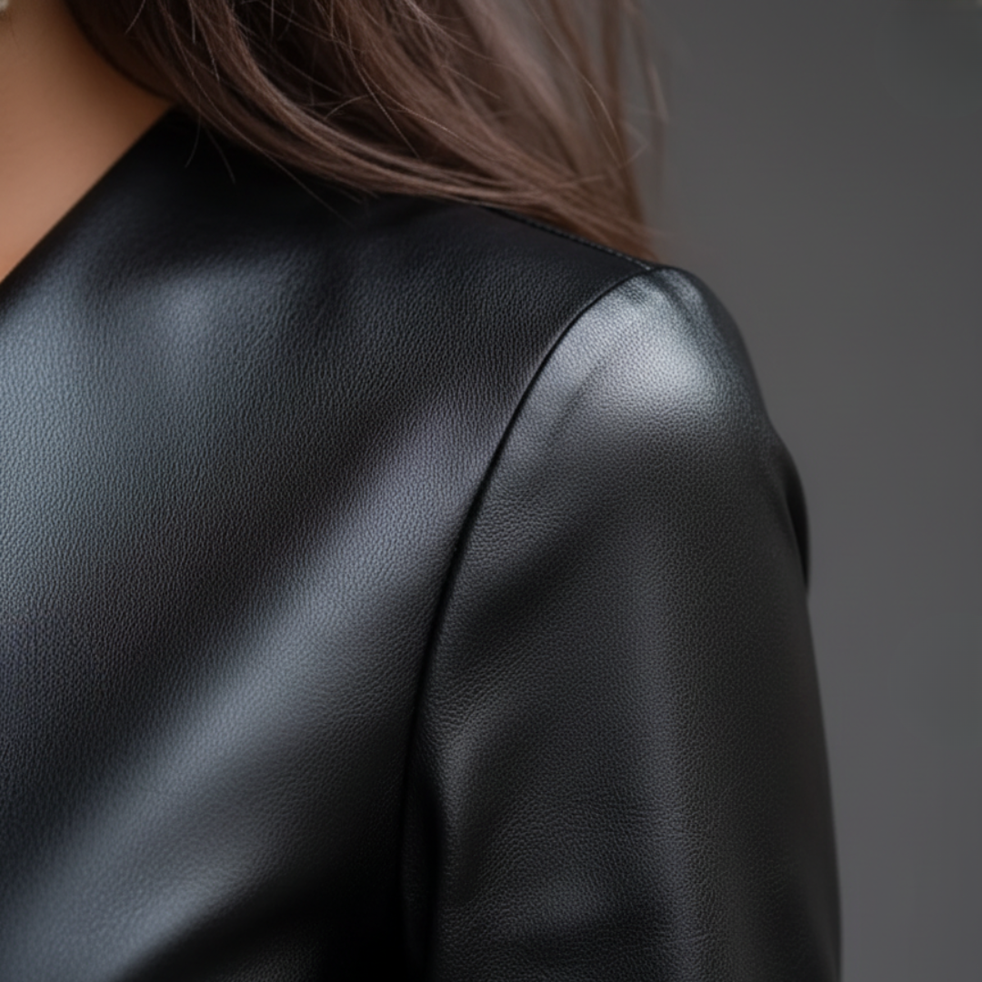 Abito Donna Nero Sintetico con Scollo a V