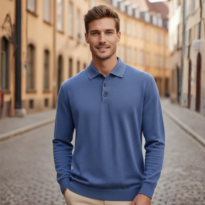 Maglia Polo Uomo a Maniche Lunghe in Materiale di Alta Qualità