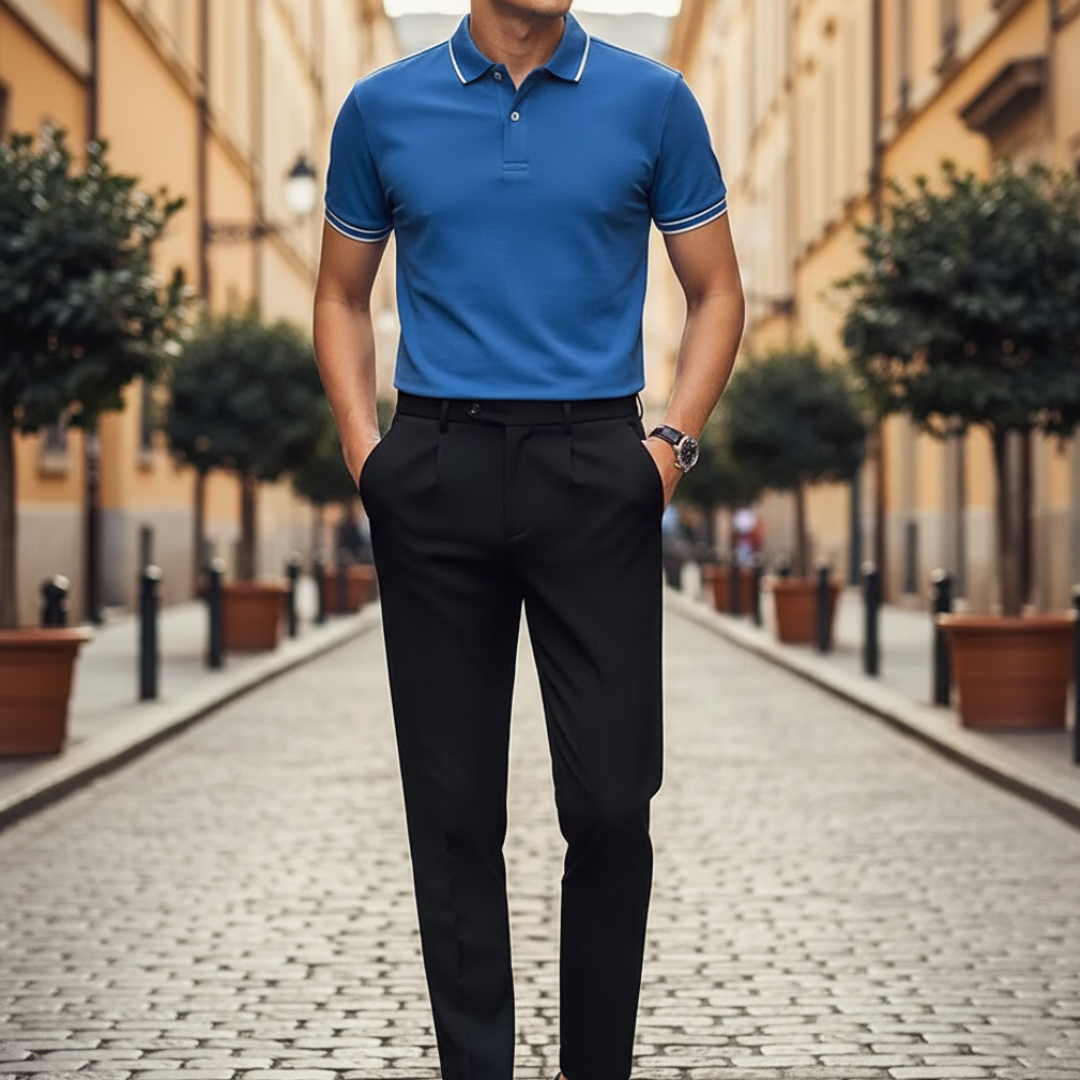 Polo Uomo Manica Corta in Materiale di Qualità