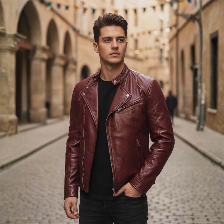 Herrenjacke Biker-Lederoptik