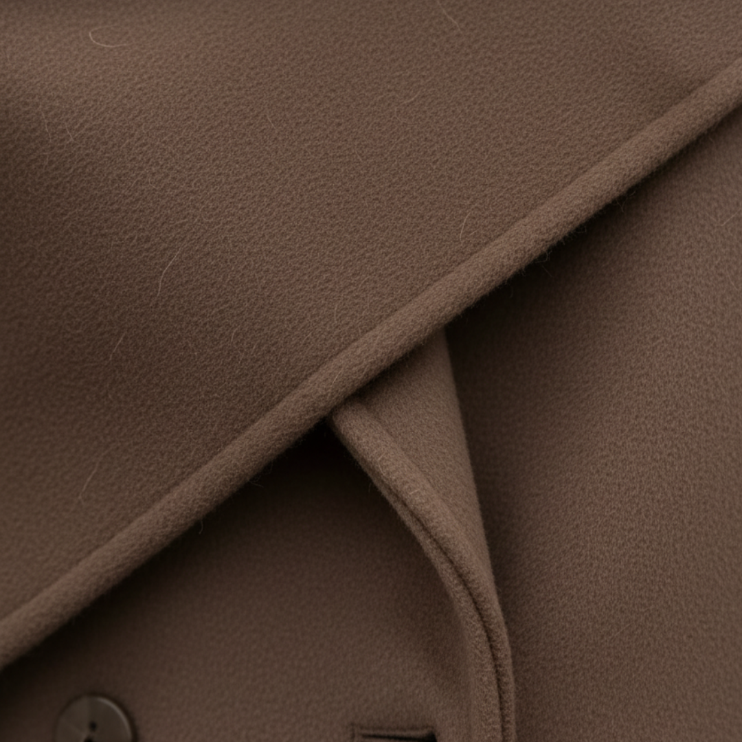 Cappotto Lungo da Donna Marrone con Doppiopetto e Mantella