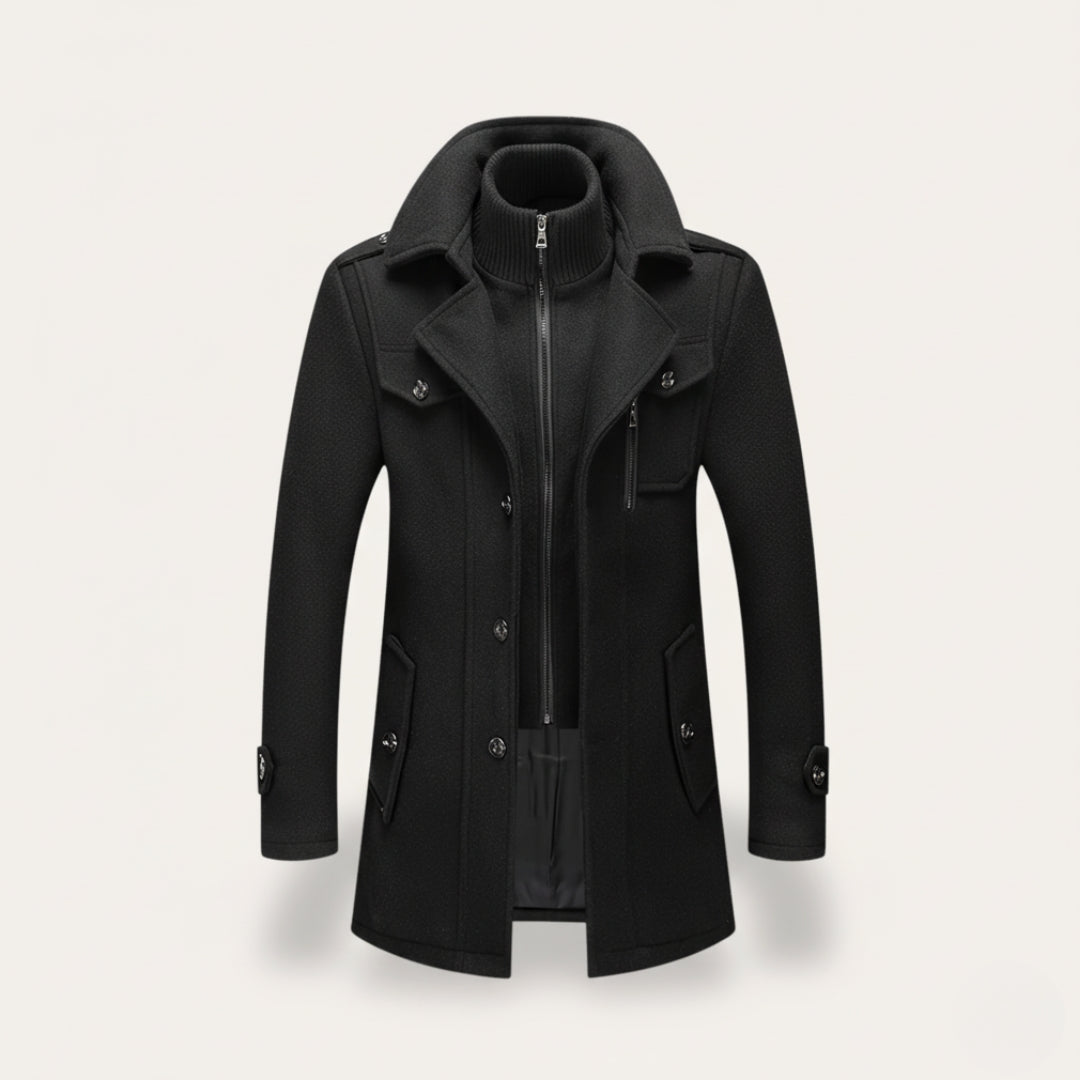 Men's Winter Wool Coat with Bib