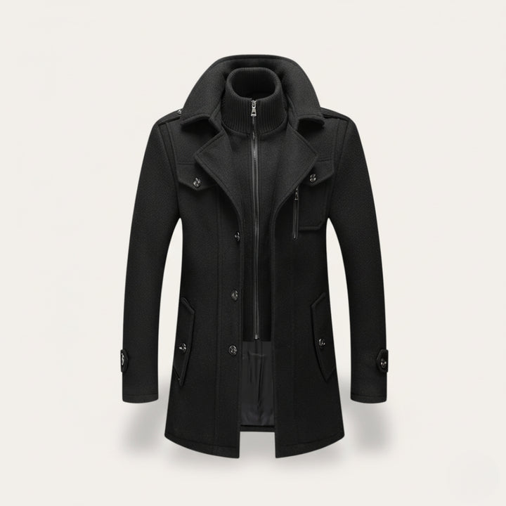Men's Winter Wool Coat with Bib