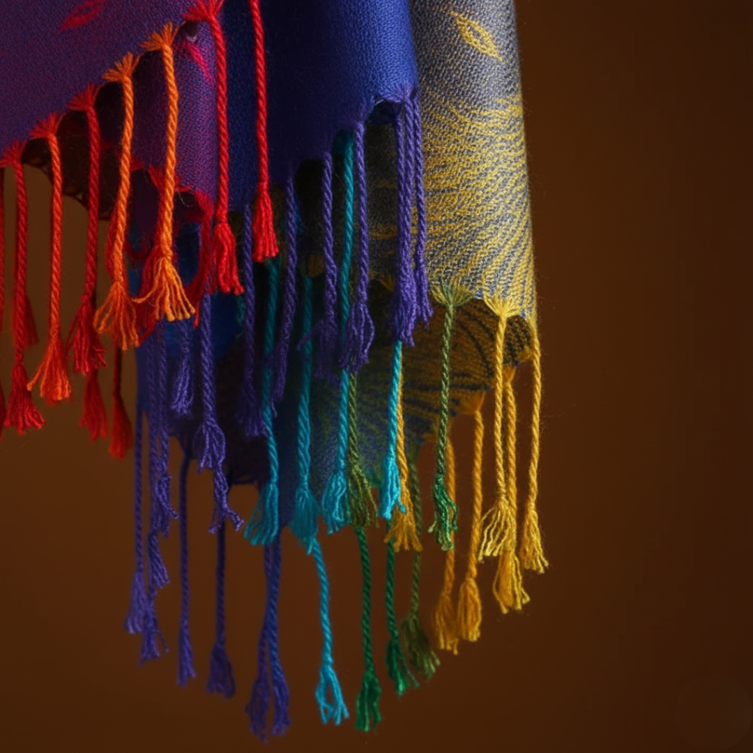 Women's Scarf Mixed Fabric Colorful Peacock Pattern