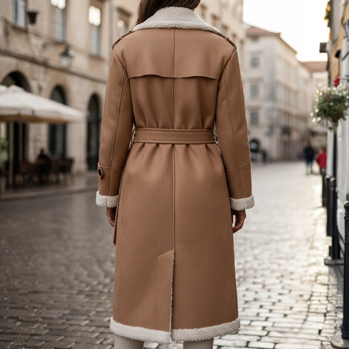 Cappotto Donna Pelle con Cappuccio Pelliccia Sintetica