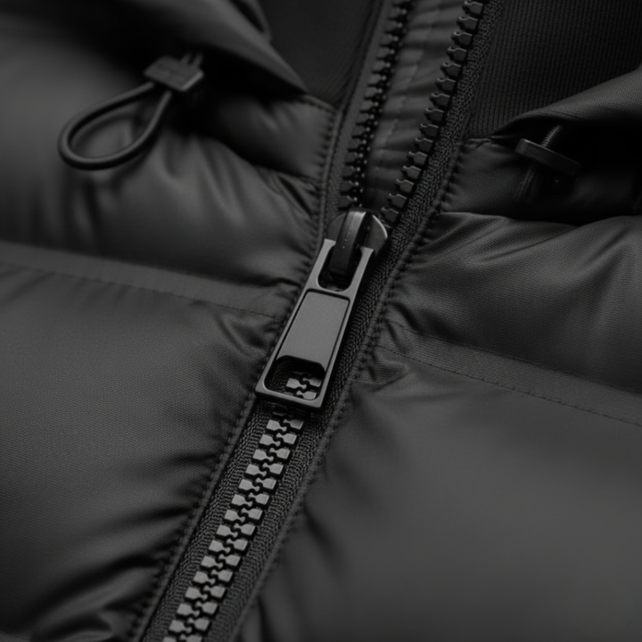 Giacca Piumino Donna Nero con Cappuccio Materiale Impermeabile