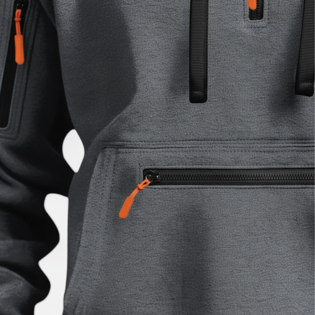 Felpa Uomo Cappuccio Tecnica con Tasche Zip