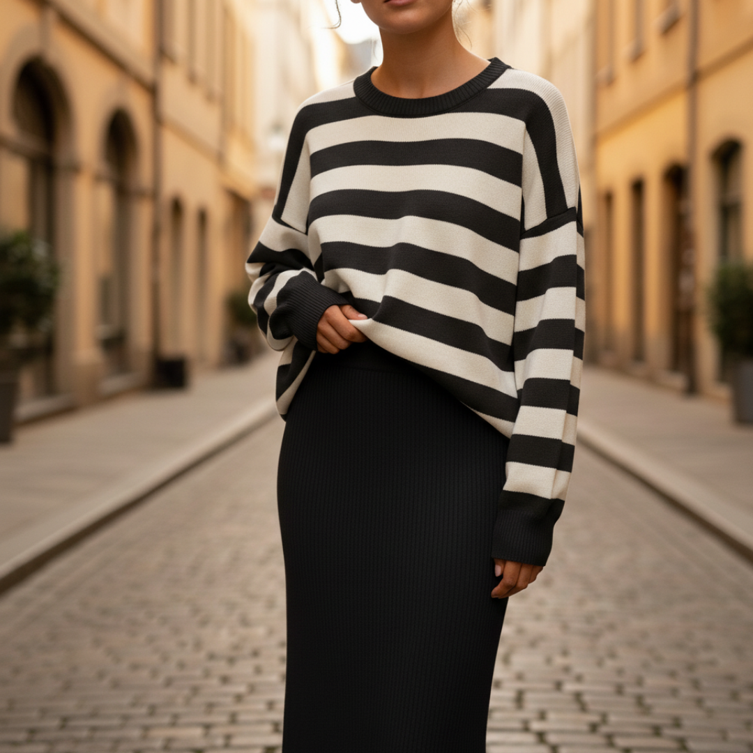 Maglione Donna Righe Oversize con Gonna