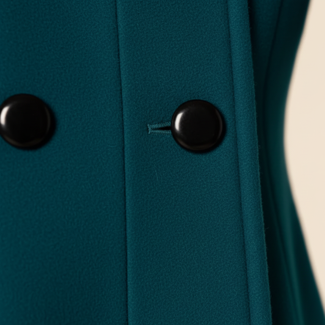 Cappotto Invernale Donna Materiale Misto con Cappuccio e Bottoni