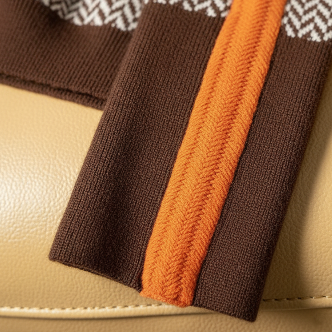 Maglione Donna a Collo Alto in Materiale di Alta Qualità Fantasia Zig Zag